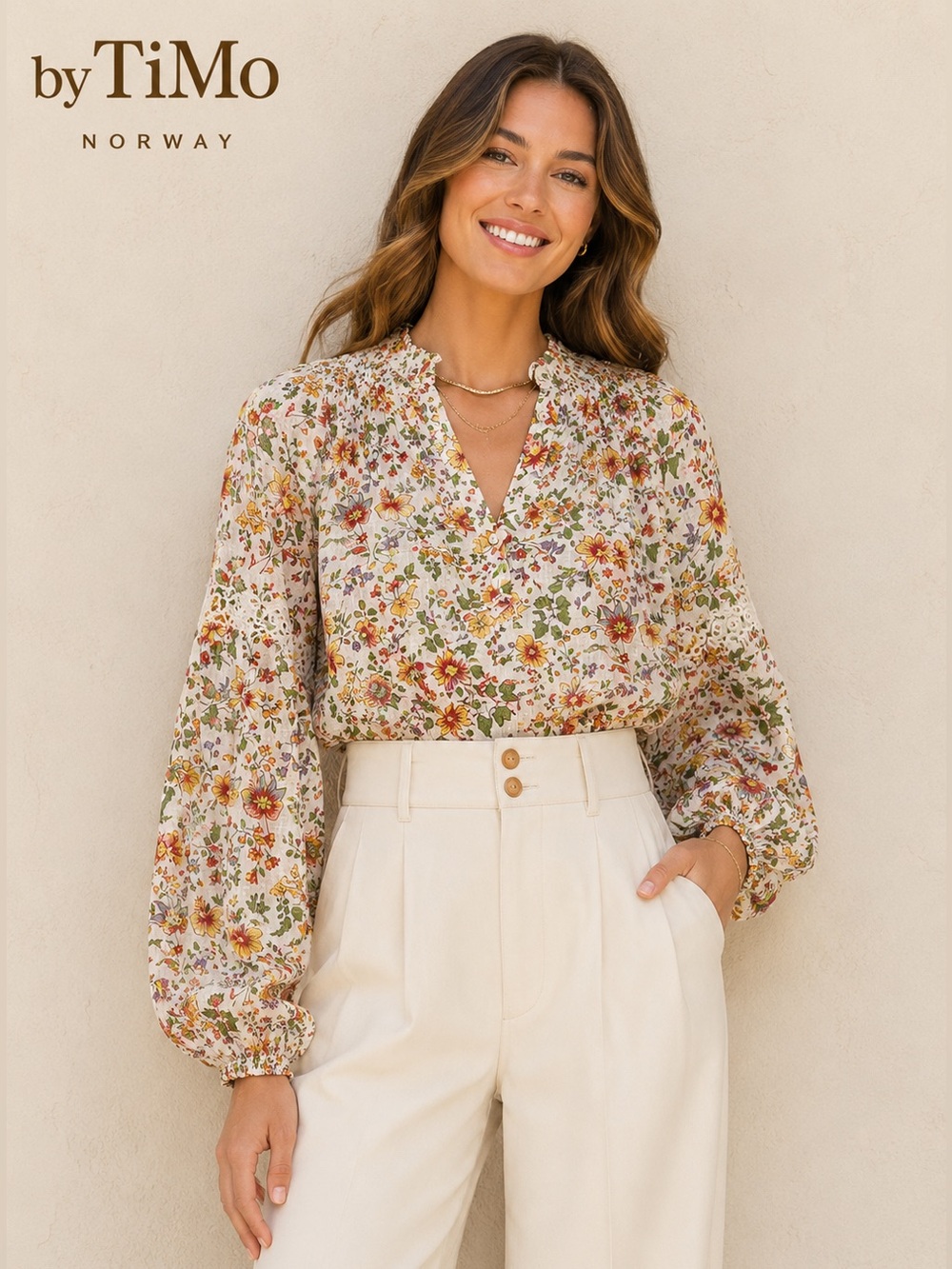 byTiMo Floral Cotton Blouse Top Size M
